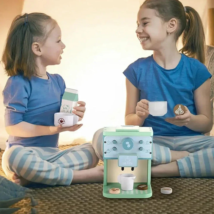 Wooden Kids Coffee &amp; Cookie Maker Toy Set - Educational Pretend Play Kitchen Gift for Boys &amp; Girls