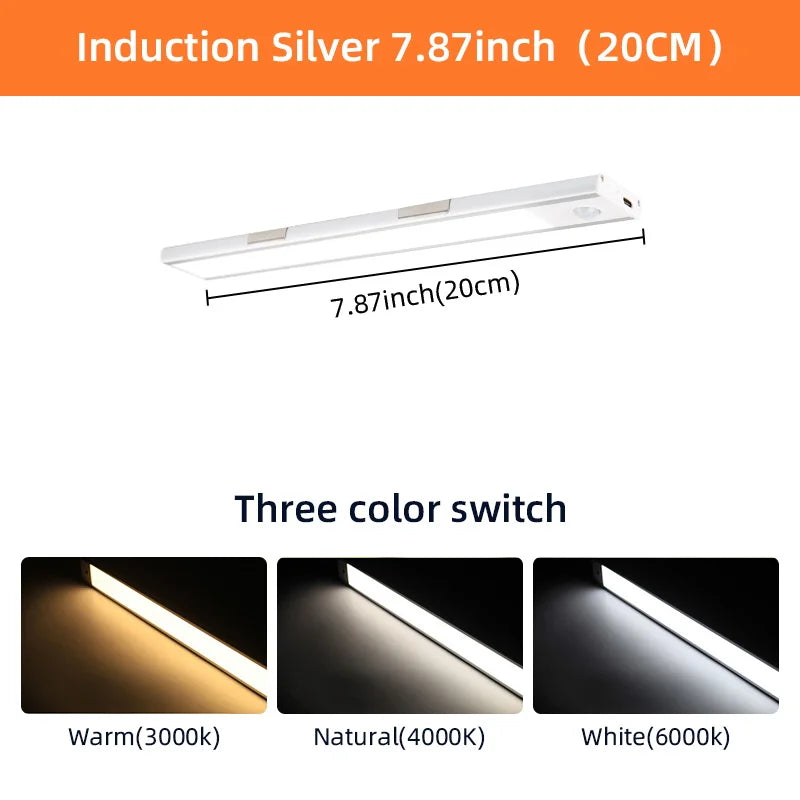 Wireless LED Motion Sensor Cabinet Light – Dimmable Type-C Rechargeable Night Lamp for Closet Kitchen 2026