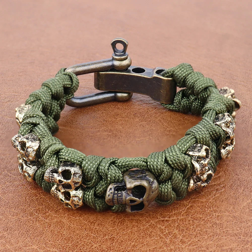 Skull Paracord Bracelet Gothic Wristband Halloween 2026 Gift Idea Adjustable Braided Jewelry
