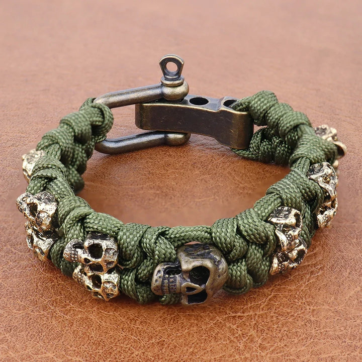 Skull Paracord Bracelet Gothic Wristband Halloween 2026 Gift Idea Adjustable Braided Jewelry