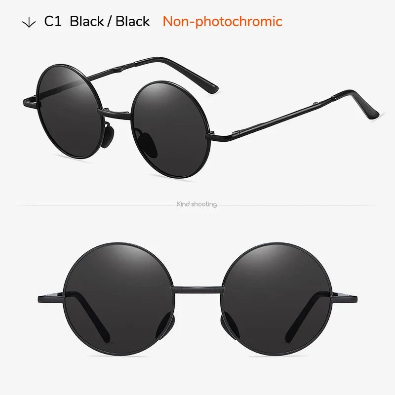 Photochromic Sunglasses Foldable Polarized Round Frame Summer 2026 Glare Reduction for Driving
