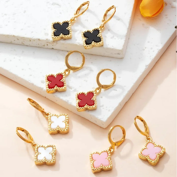 Earrings Four Leaf Clover Pendant Dangle Jewelry Gift Idea Spring 2026 Trendy Party Accessory