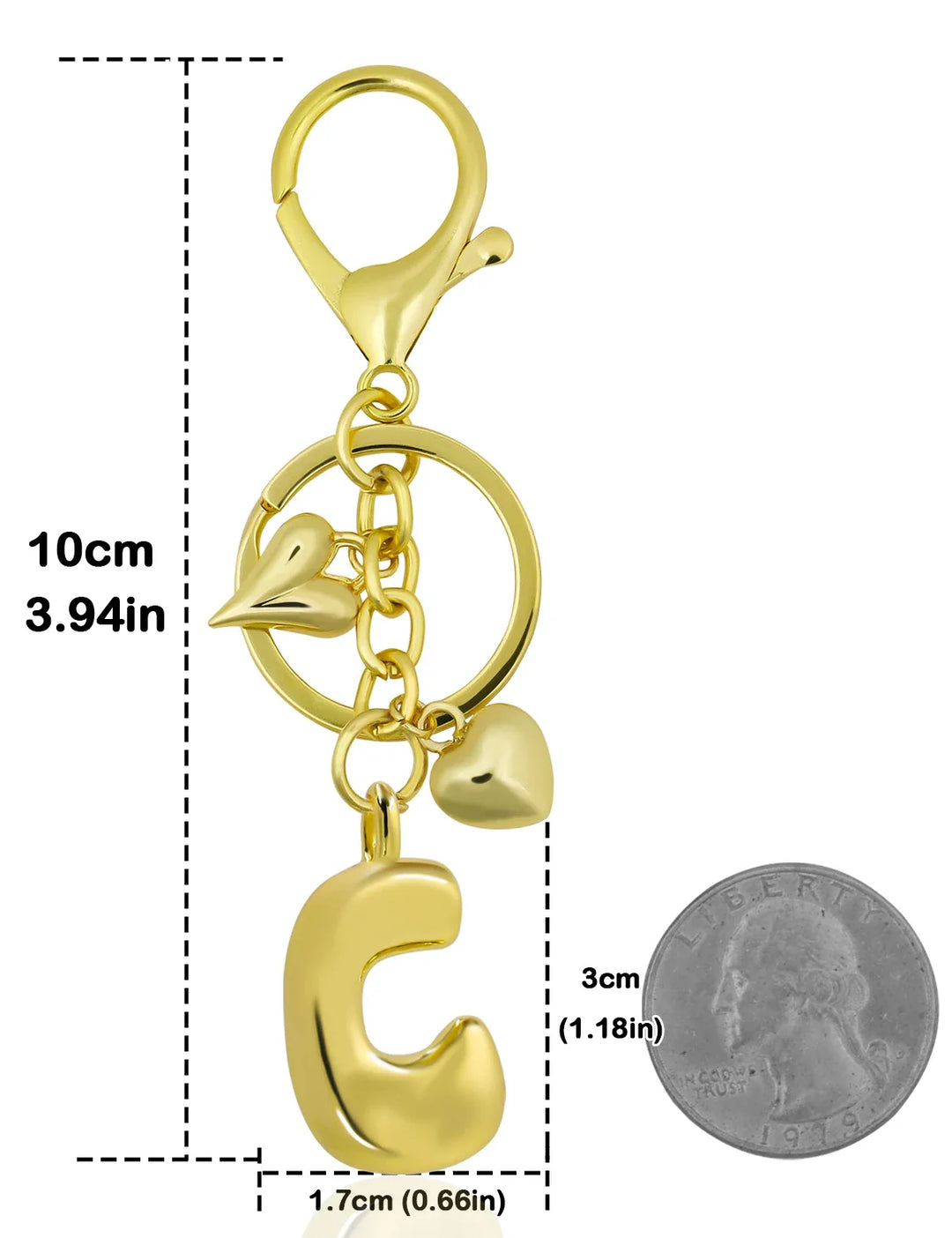 Personalized Keychain Gold Bubble Letter Bag Charm Gift