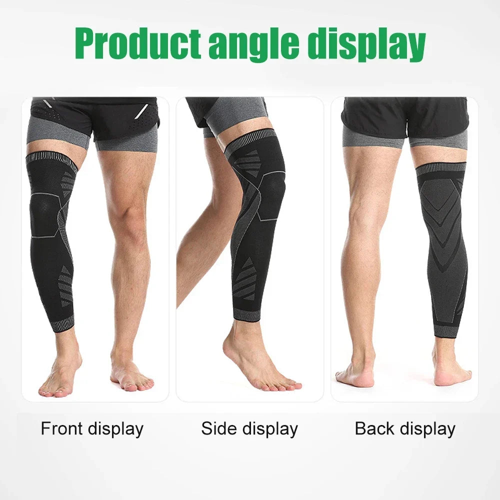 Full Leg Compression Sleeve Long Knee Support for Cycling Hiking Basketball – Pair 2026