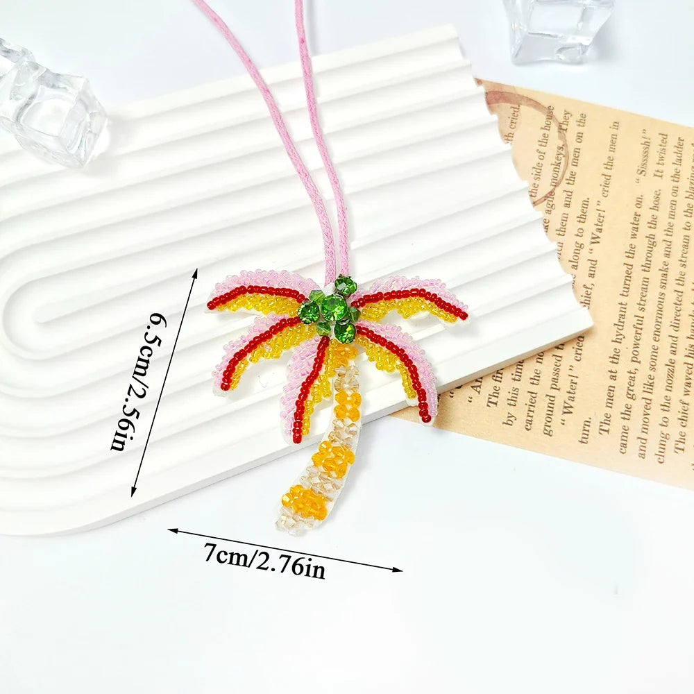 Coconut Tree Sequin Patch Keyring Bag Pendant Handmade