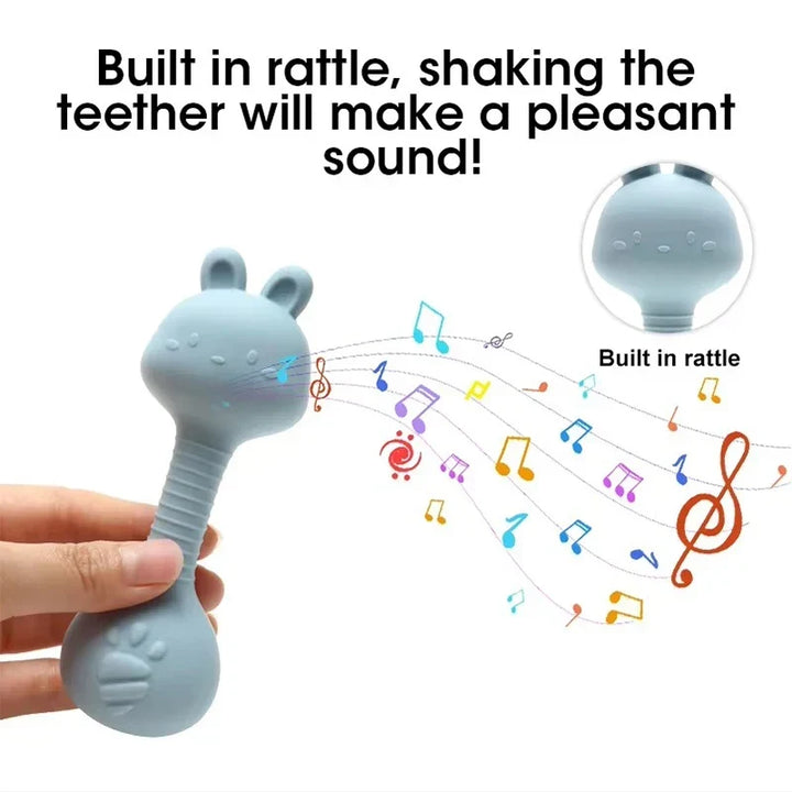 Silicone Rabbit Teether Rattle Newborn Sensory Toys