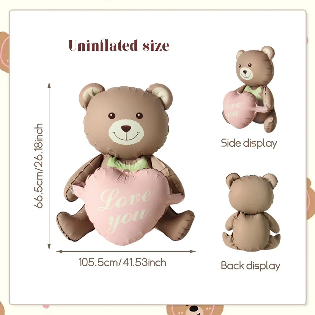 3D Bear Balloon Foil Lying Cartoon Heart Design Birthday Party And Valentine Decor 2026 Gift