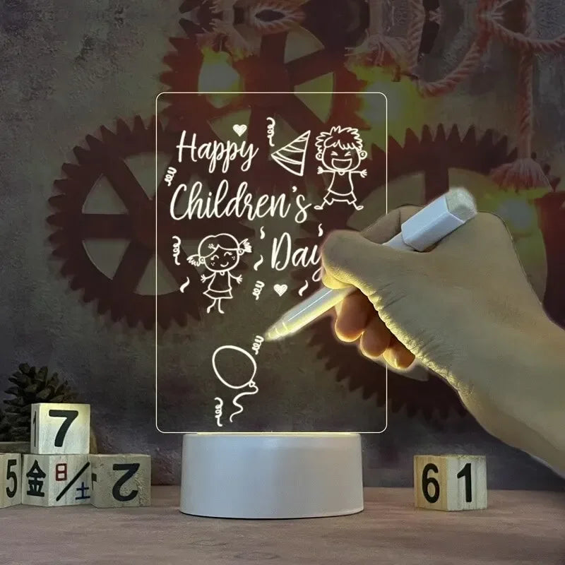 Creative LED Message Board Night Light - USB Doodle Lamp for Kids, A Fun Valentine&