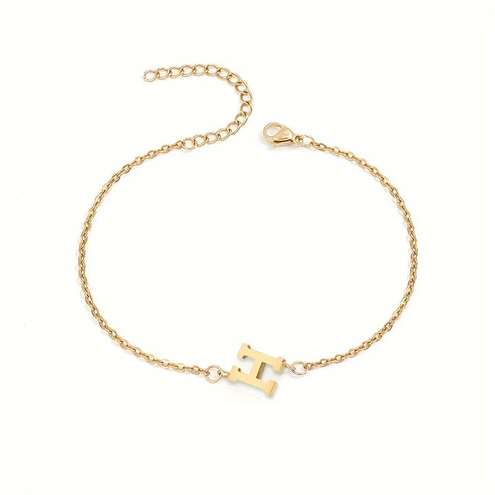 Initial Letter Bead Bracelet Thin Chain Minimalist Elegant
