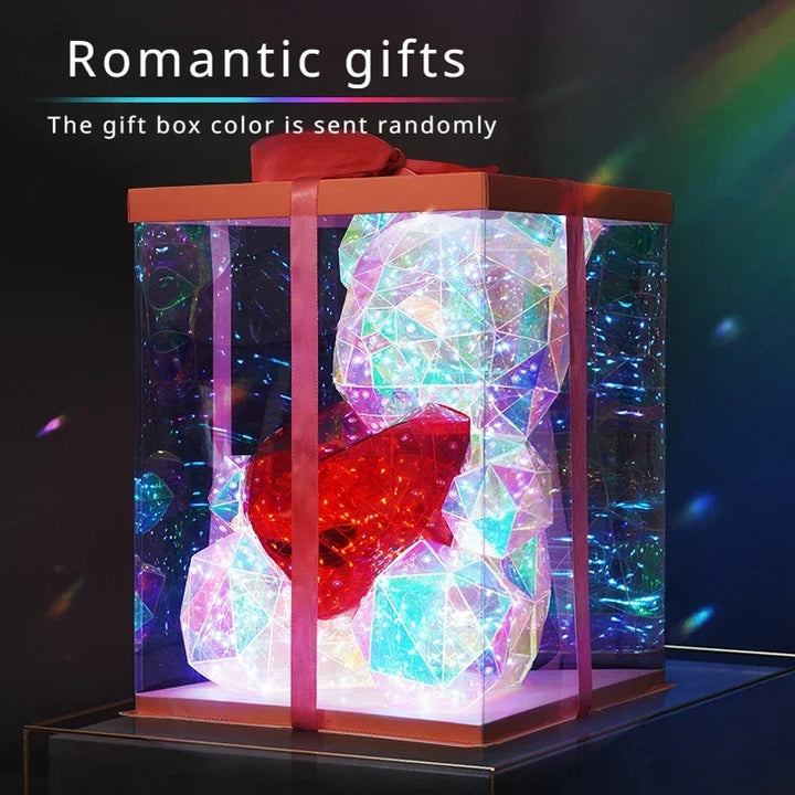 colourful LED Teddy Bear Lamp with Heart - A Heartwarming Valentine&