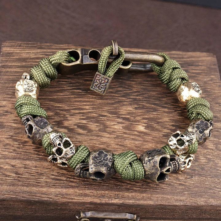 Skull Paracord Bracelet Gothic Wristband Halloween 2026 Gift Idea Adjustable Braided Jewelry