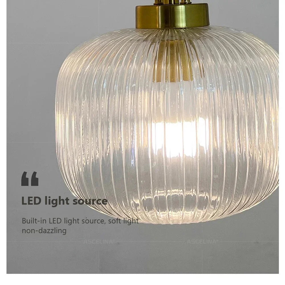 Japandi Glass Pendant Light Japanese Nordic Hanging Lamp Warm