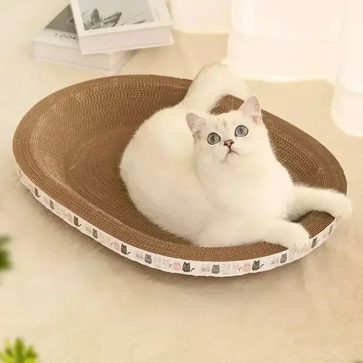 43cm Corrugated Cat Scratcher - Round Oval Grinding Toy, Wear-Resistant Bed Nest for Cats
