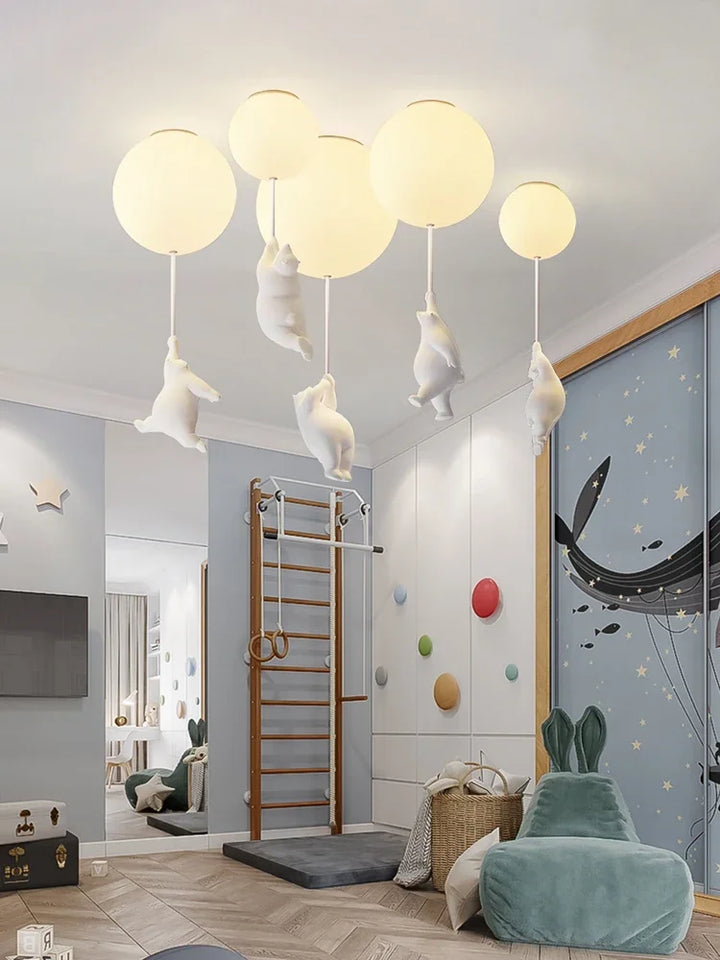 Ceiling Light Bear Cartoon Acrylic Spheres – Kids Room Chandelier, Nursery Decor, TikTok Viral 2026 Gift