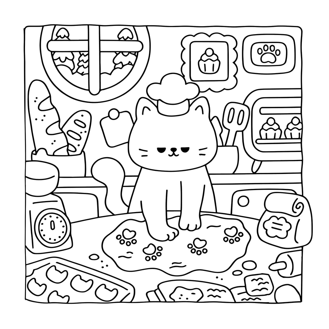 colouring Book Bold-Easy Patterns Cat Life Fall 2025 Gift Relaxation And Stress Relief