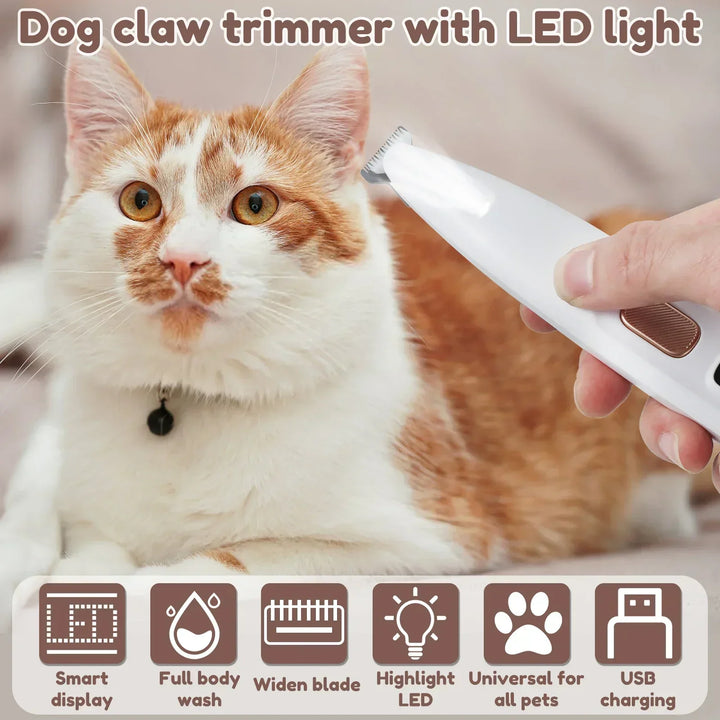 Waterproof Dog Paw Trimmer with LED Light – 18mm Wide Blade LED Display Pet Grooming Clipper 2026