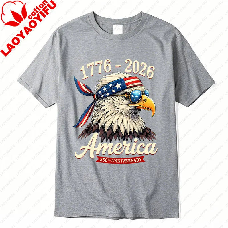 Soft Unisex Bald Eagle Graphic Tee - Short-Sleeve, Durable Cotton, For 250th Anniversary Independence Day Celebration