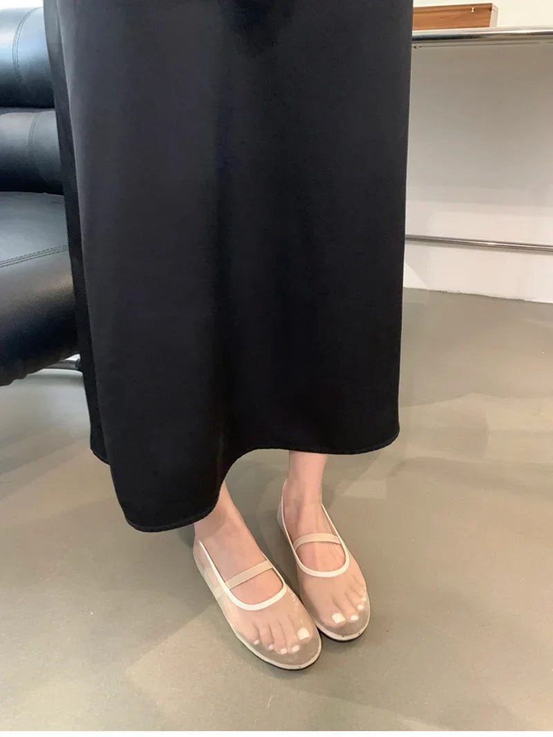 Lightweight Women’s Mary Jane Flats - Shallow Mesh, Casual