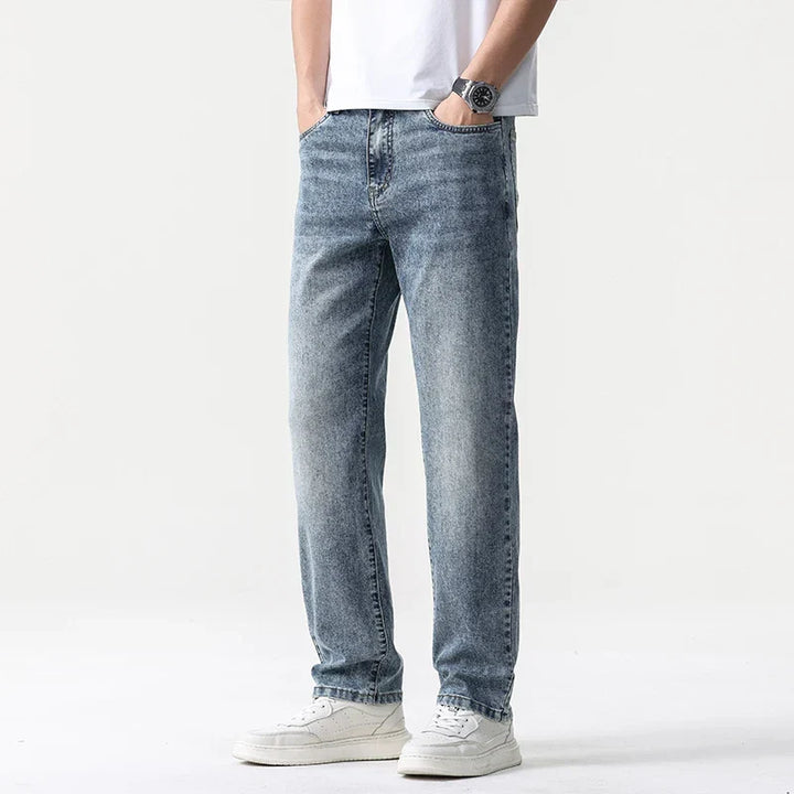Oversized Men’s Wide Leg Jeans - Straight Lyocell, Casual