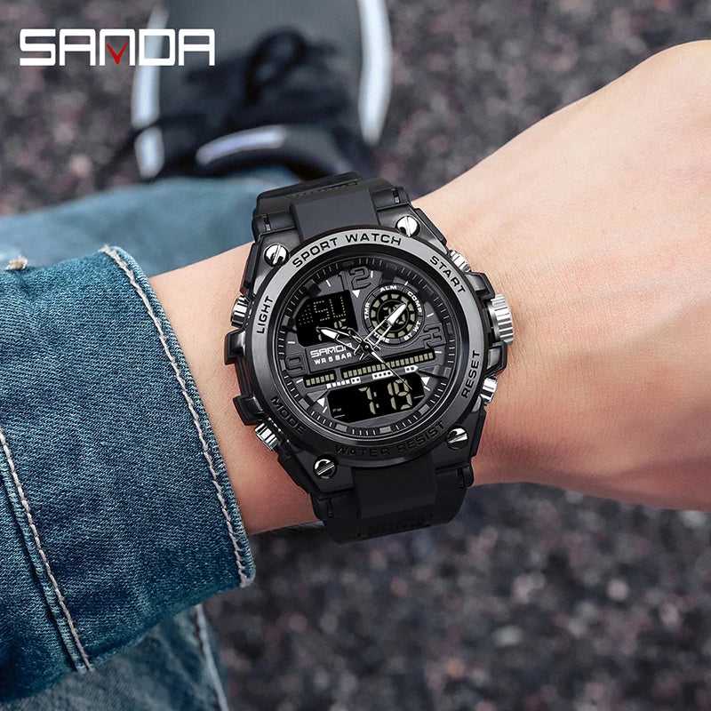 Digital Sports Watch Dual Display LED Military Style Rugged Watch Fall 2026 Water Resistant
