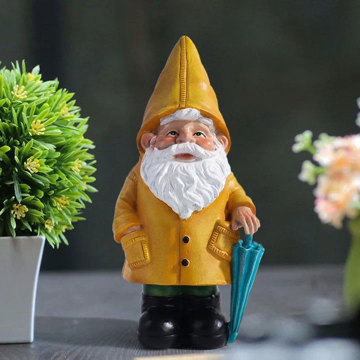 Garden Gnome Statue With Yellow Umbrella Outdoor Lawn Decor Resin Weatherproof Yard Ornament Fall 2026