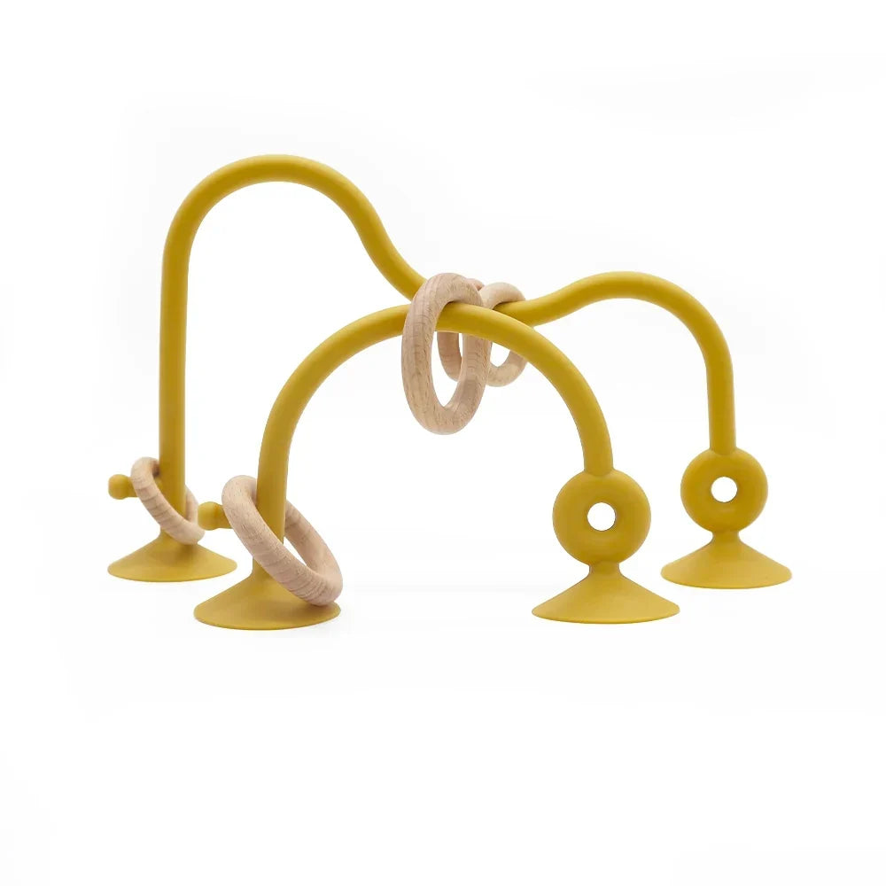 Soft Silicone Teether Toy with Wooden Ring, Safe Teething Ring for Infants, Ideal for Teething Relief and Sensory Exploration