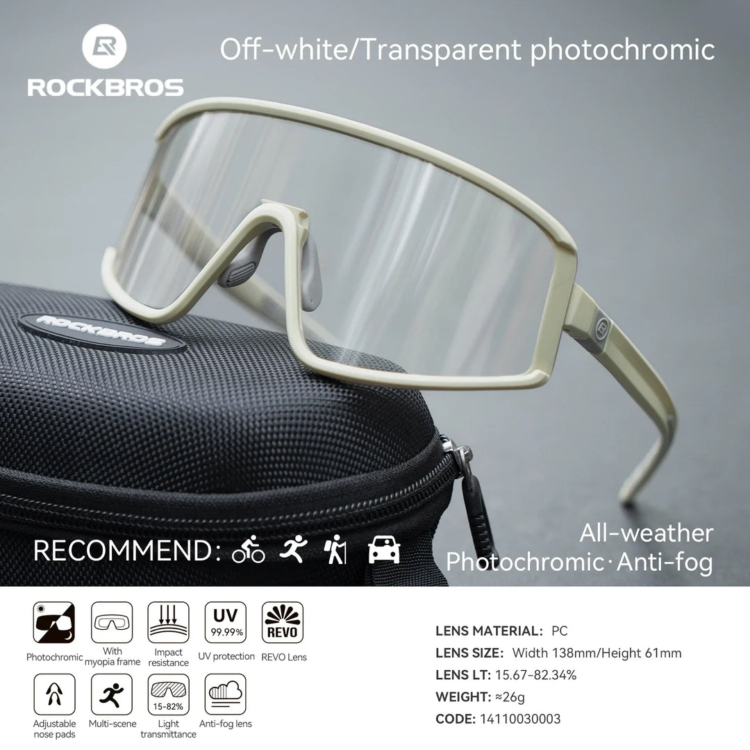 Cycling Sunglasses Polarized UV400 Anti-Fog Photochromic Outdoor Eyewear All-Season Non-Slip Unisex