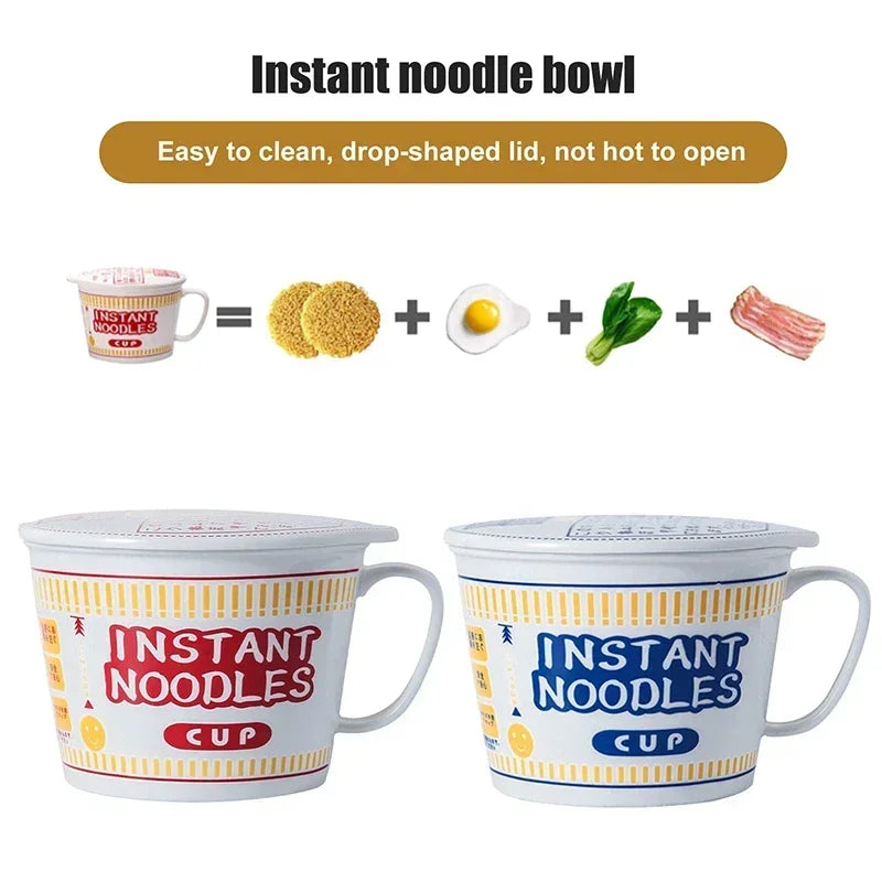 Instant Noodle Bowl Ceramic With Handle And Lid Large