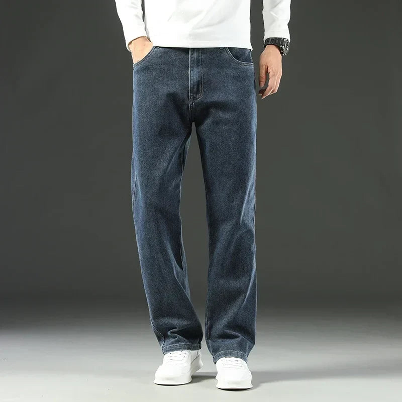 Stretchy Men’s Jeans - Wide Leg, Cotton, Business Casual