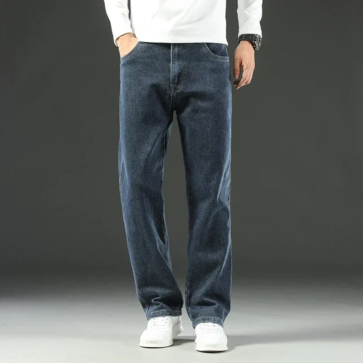 Stretchy Men’s Jeans - Wide Leg, Cotton, Business Casual