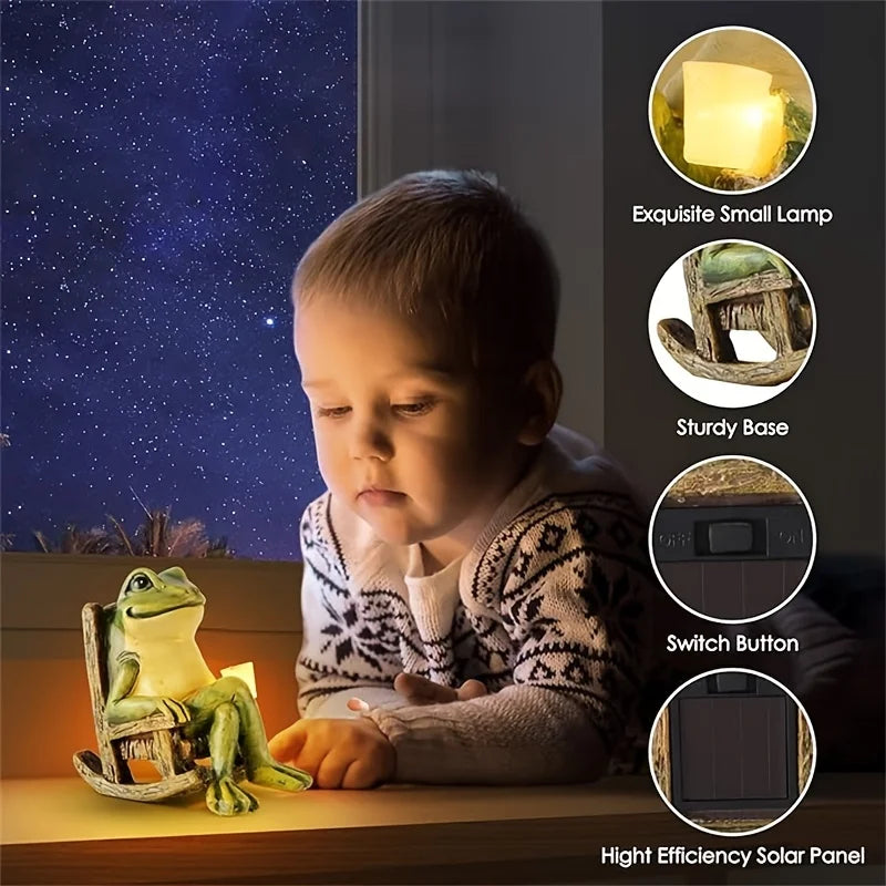 Solar Powered Mini Frog Garden Statue with LED Light – Indoor Outdoor Decorative Ornament Gift 2026