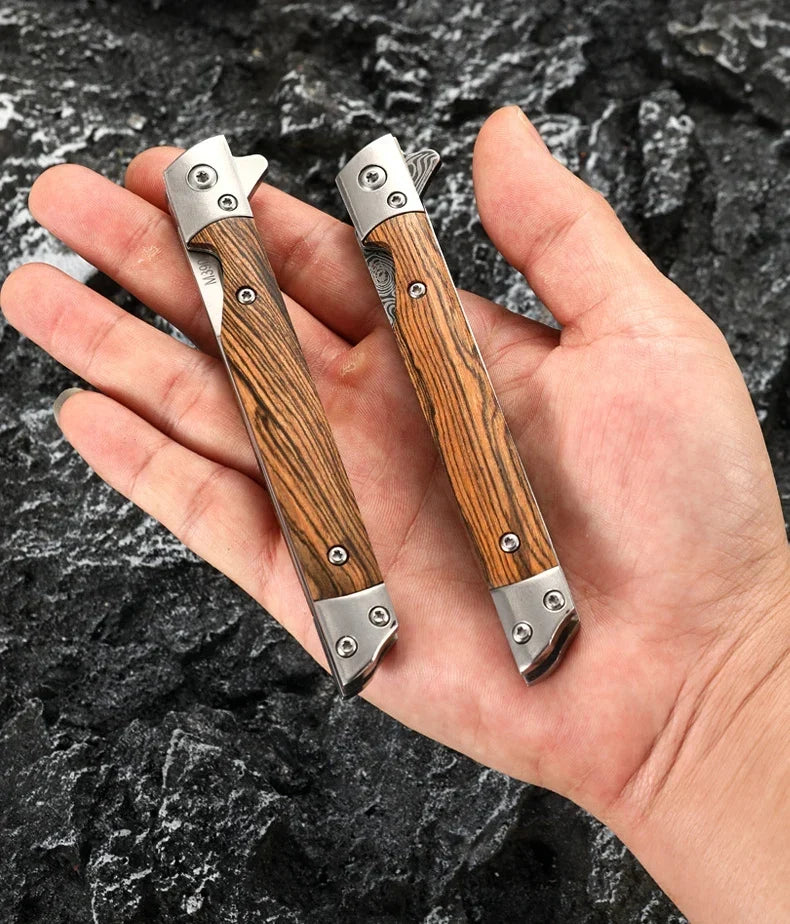Damascus Pattern Folding Pocket Knife Stainless Steel – Outdoor Camping Multi-Purpose EDC 2026