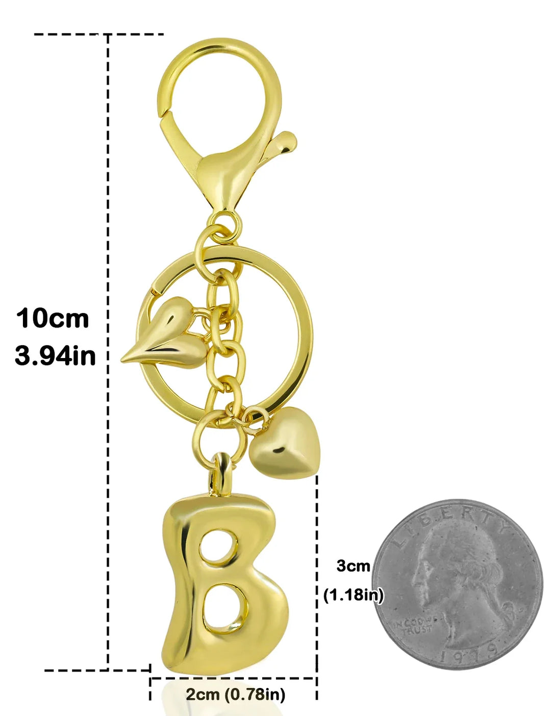 Personalized Keychain Gold Bubble Letter Bag Charm Gift