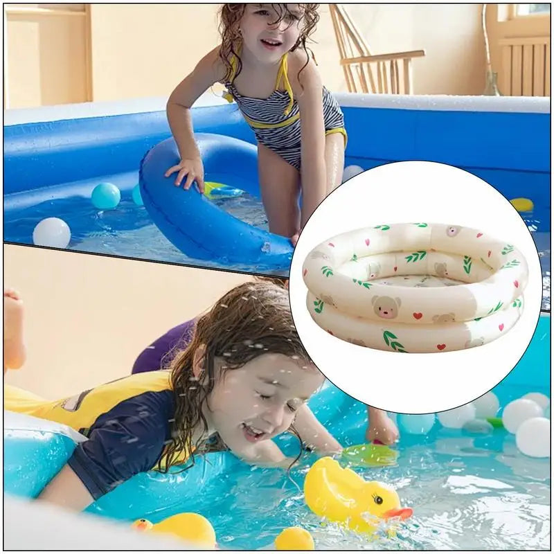 Small Inflatable Kiddie Pool, Durable PVC Small Plastic Pool with Bright Bear Design for Safe Outdoor Fun