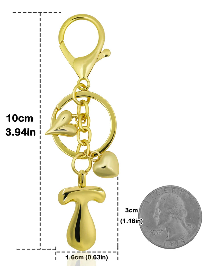 Personalized Keychain Gold Bubble Letter Bag Charm Gift