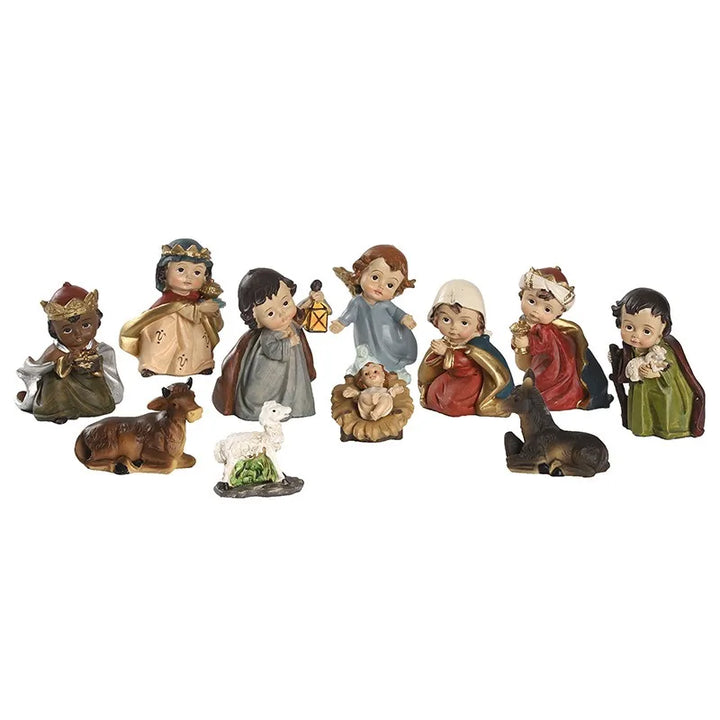 Nativity Set 11-Piece Resin Catholic Figurines Christmas Decor Centerpiece Traditional Manger Scene Gift