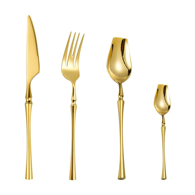 Stainless Steel 18/10  Cutlery Set - Glossy Silver Dinnerware, Matte 304 Tableware for Gifts