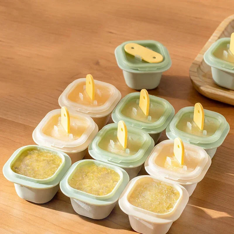 Food Grade Silicone Ice Cube Molds with Popsicle Sticks for Ice Cubes, Jellies, and Custom Treats - Stackable and Dishwasher Safe