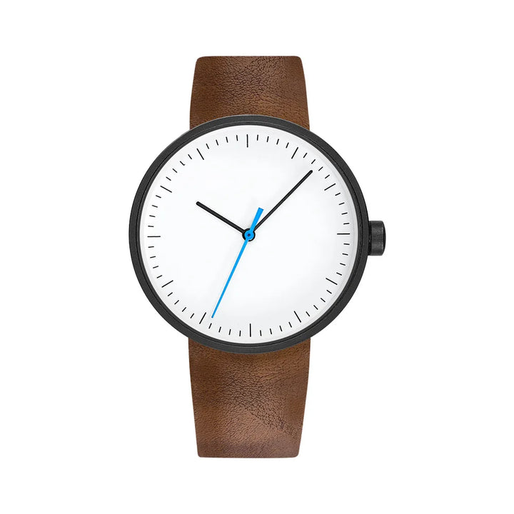 Classic unisex quartz wristwatch – leather strap, round dial, minimalist everyday timepiece