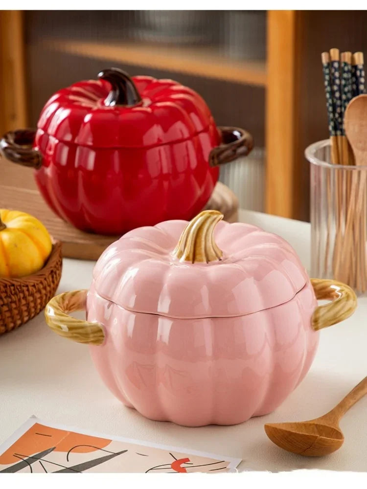 Pumpkin Soup Pot 1.4L Ceramic Bowl With Lid Halloween