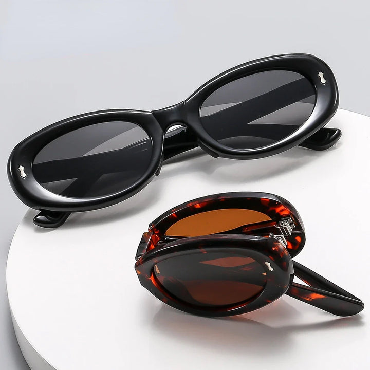 Sunglasses Folding Elliptical Frame Vintage Retro Eyewear Summer 2026 AntiReflective UV Protection
