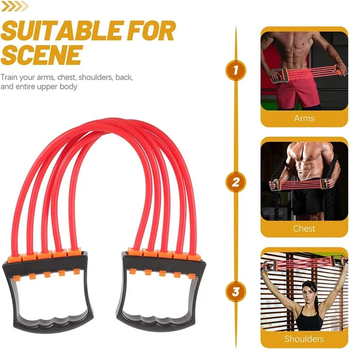 Rubber Tube Chest Expander Fitness Equipment - Adjustable Resistance for Arm &amp; Pectoral Training