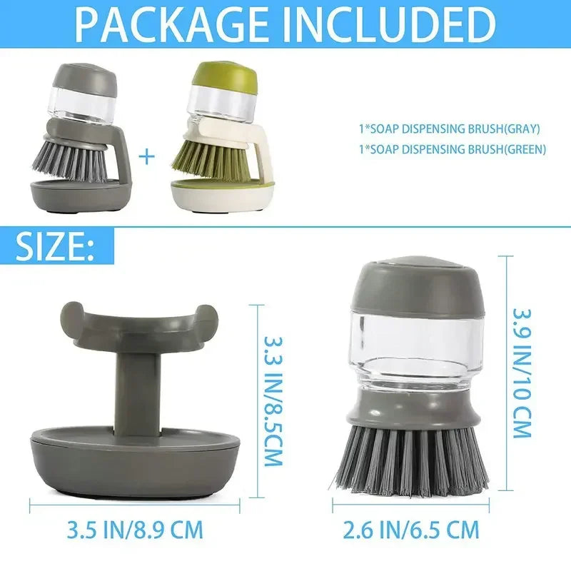 Household Cleaning Brush with Soap Dispenser and Holder - Essential Kitchen Tool