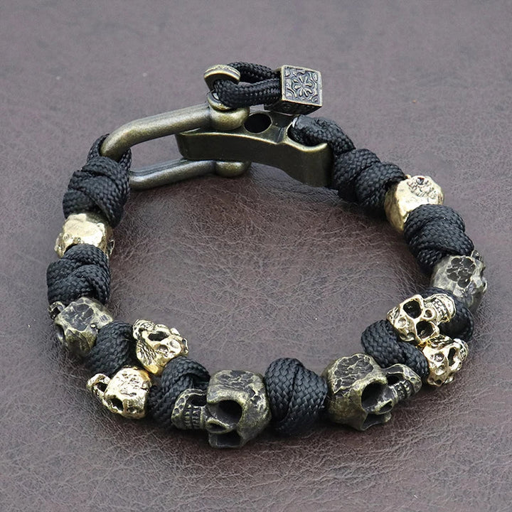 Skull Paracord Bracelet Gothic Wristband Halloween 2026 Gift Idea Adjustable Braided Jewelry
