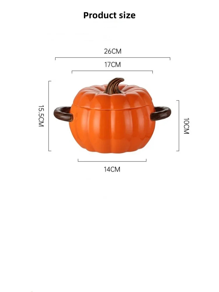 Pumpkin Soup Pot 1.4L Ceramic Bowl With Lid Halloween