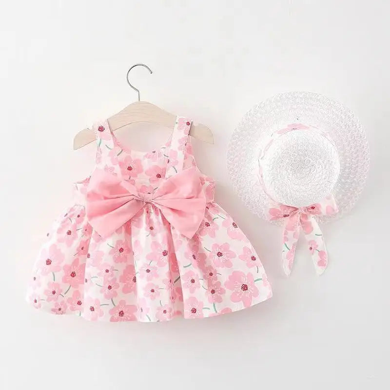 Soft baby girl dress – floral a-line, flowy cotton-polyester, for summer beach party