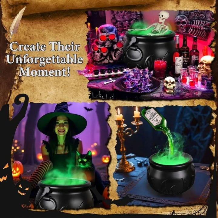 Witch Cauldron Fog Machine Halloween Prop With LED Glow