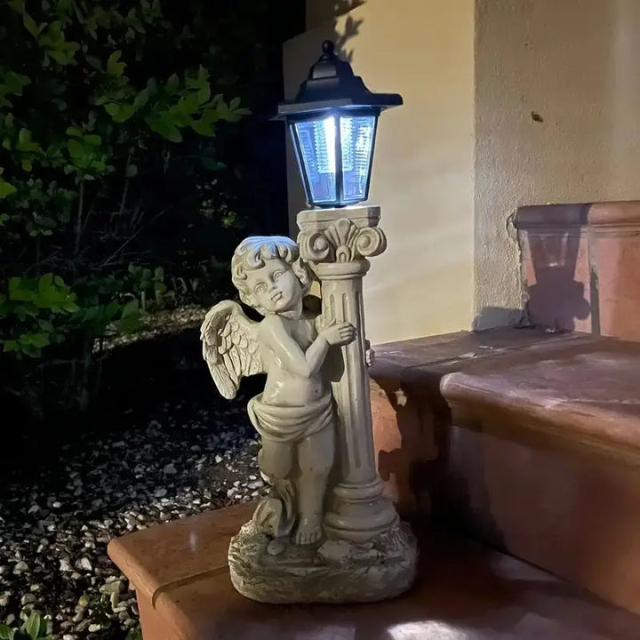 Solar Angel Light Statue 19.29 Inch Outdoor Garden Path Light Catholic Religious Decor Gift Idea