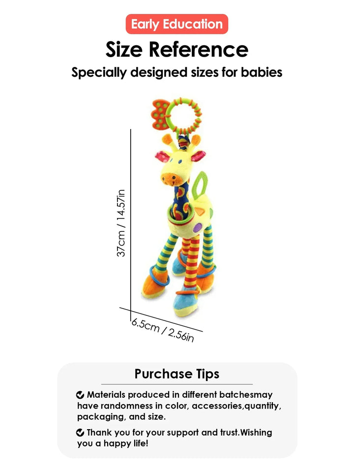 Soft Giraffe Baby Rattle Hanging Plush Newborn Sensory Toys