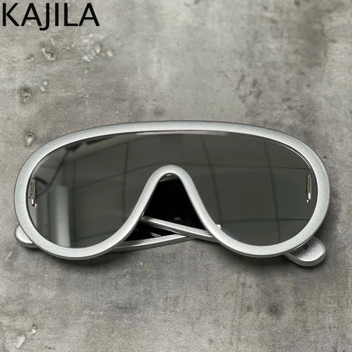 Sunglasses White Frame Oversized Wave Mask Goggles Y2K Punk Steampunk Eyewear TikTok Viral 2026